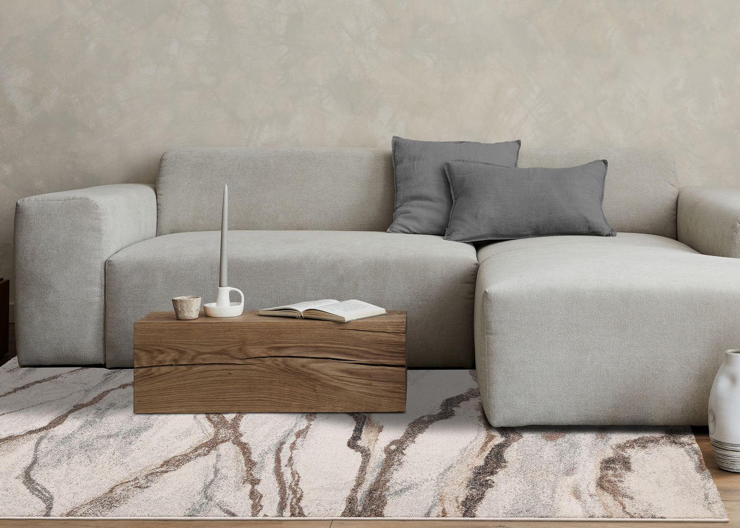 Contemporary Distressed White Area Rug