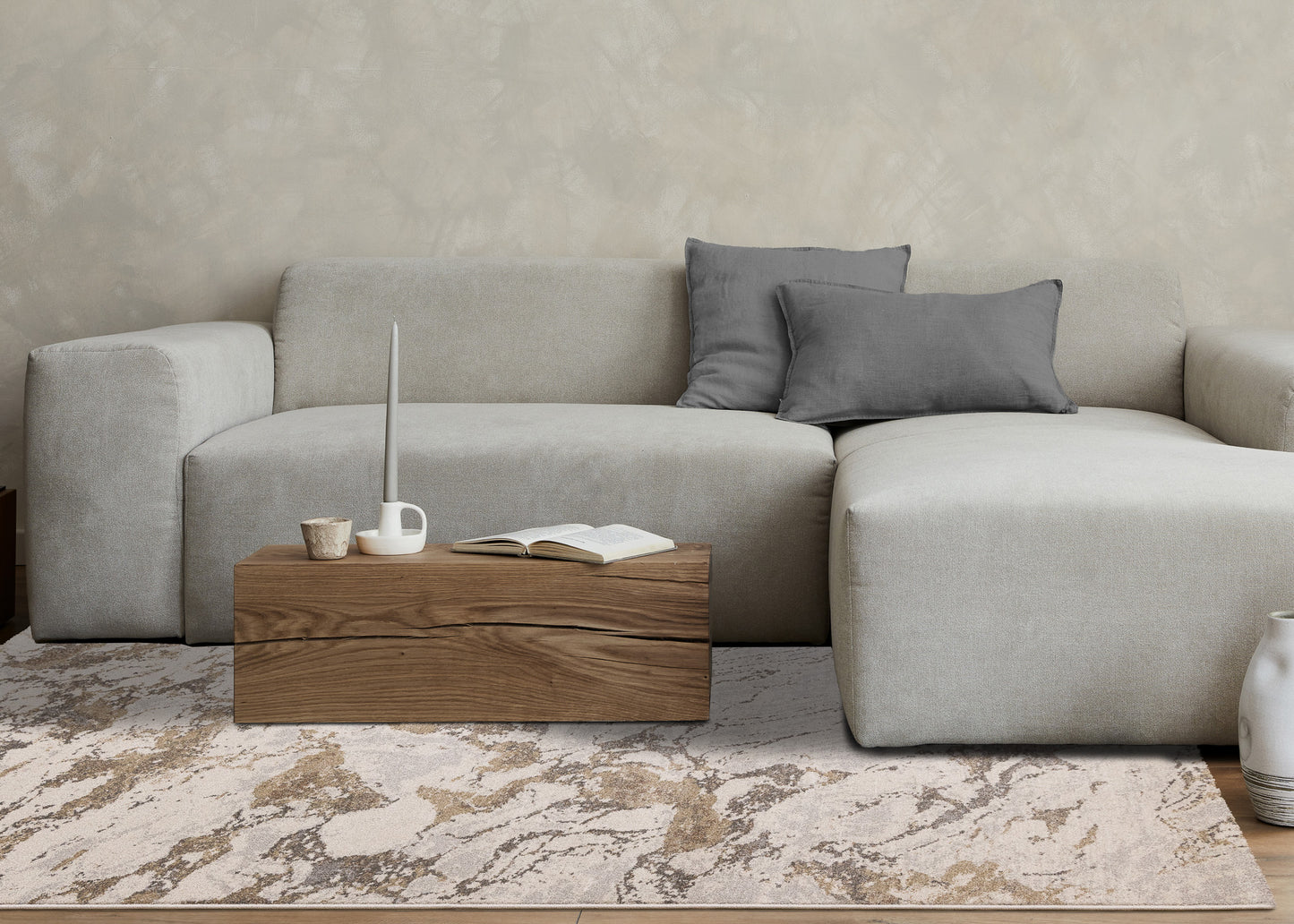 Contemporary Distressed White Area Rug