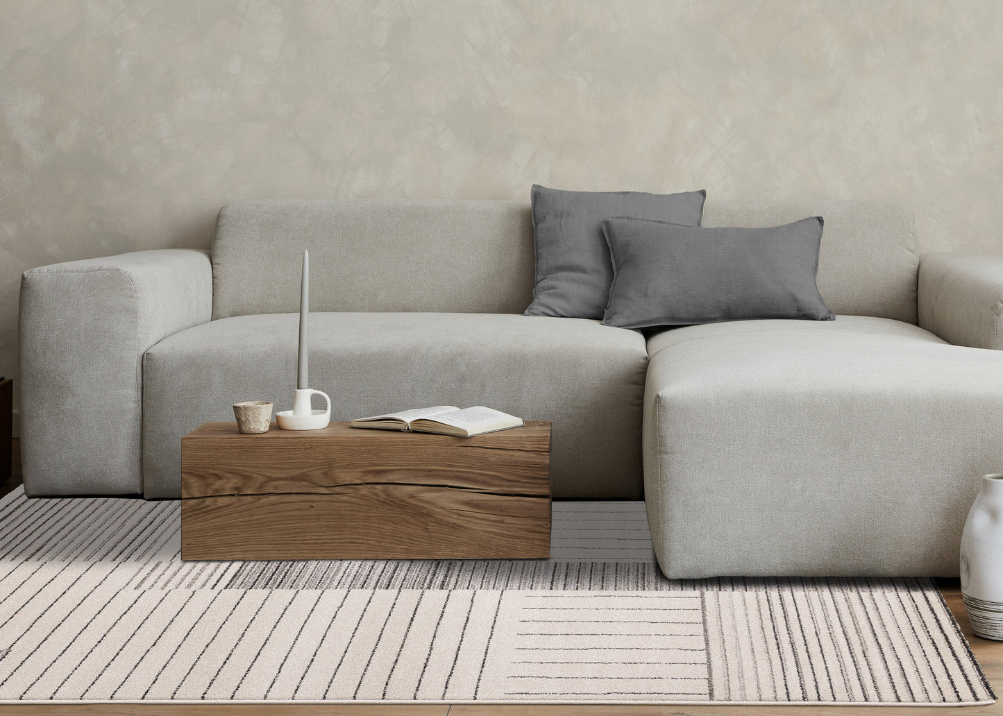 Contemporary Stripes White Area Rug