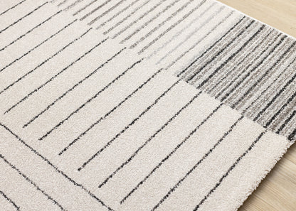 Contemporary Stripes White Area Rug