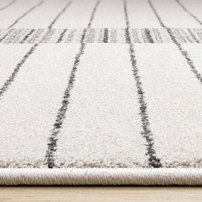 Contemporary Stripes White Area Rug