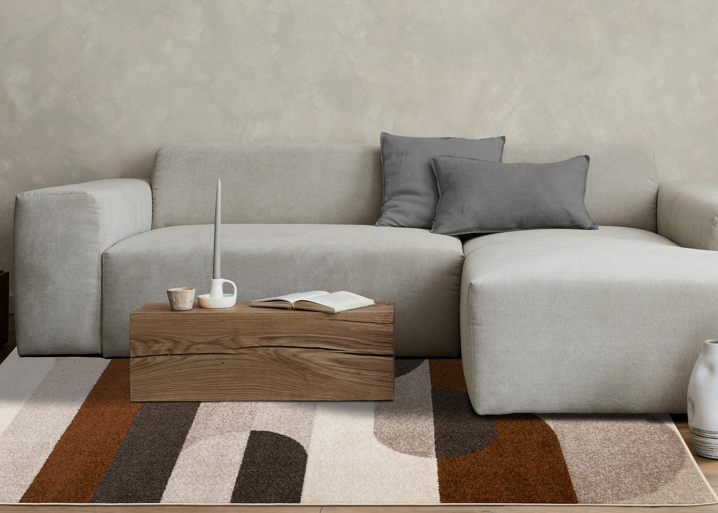 Contemporary Geometric Cream Area Rug-3