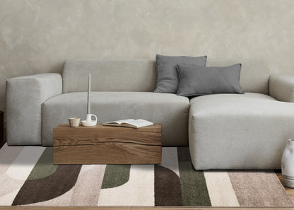 Contemporary Geometric Tonal Solid Cream Area Rug-3