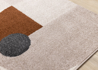 Contemporary Geometric Cream Area Rug-4