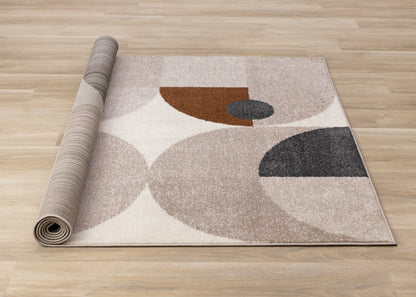 Contemporary Geometric Cream Area Rug-7