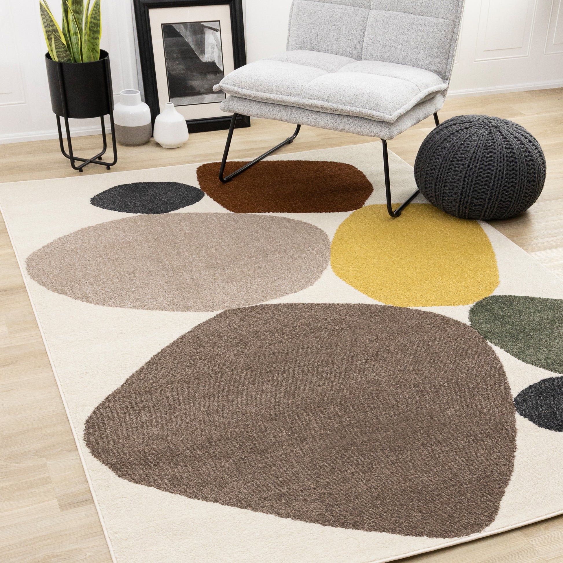Art Geometric Tonal/Solid Cream Area Rug-2