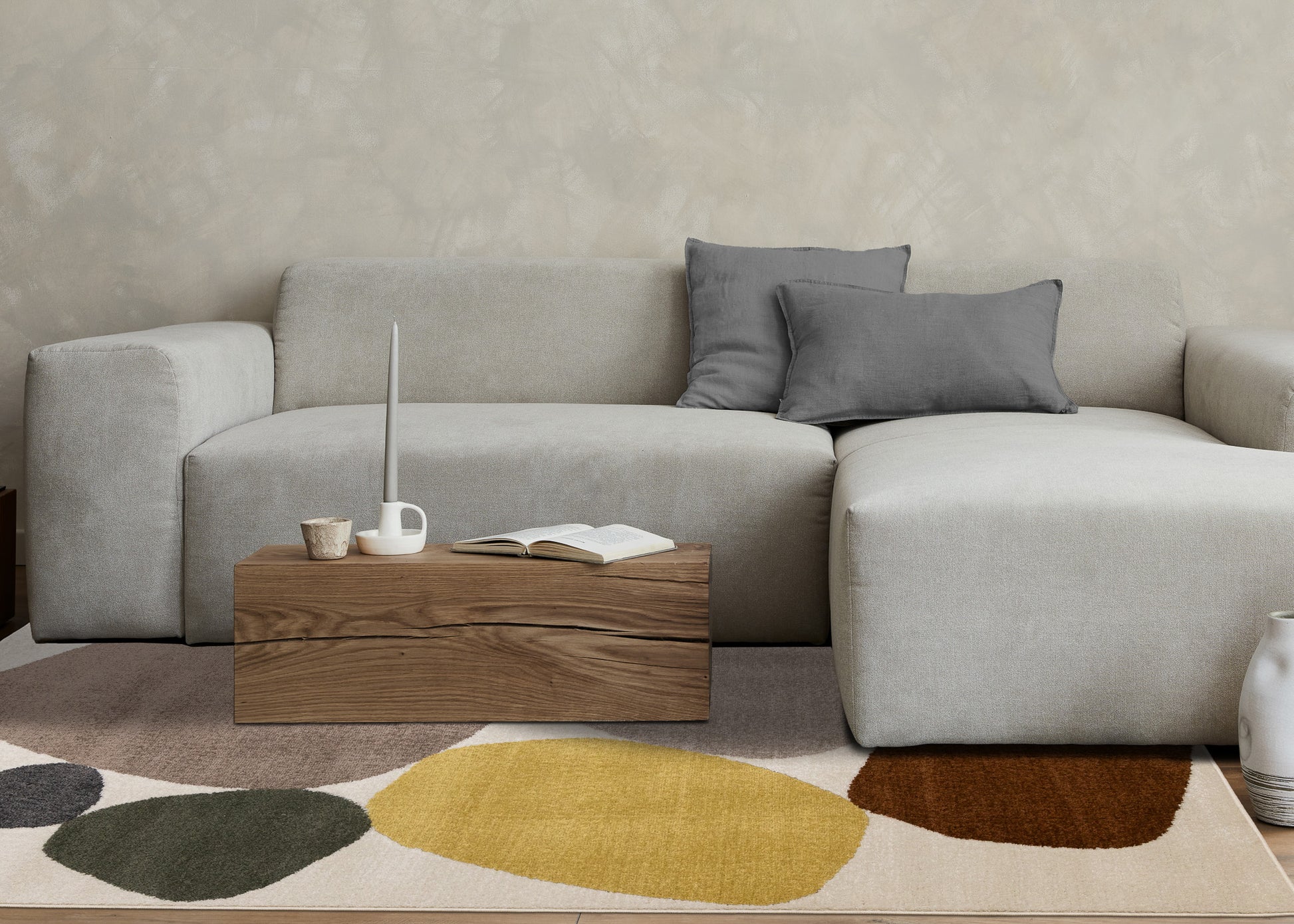 Art Geometric Tonal/Solid Cream Area Rug-3