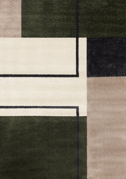 Contemporary Geometric Green Area Rug