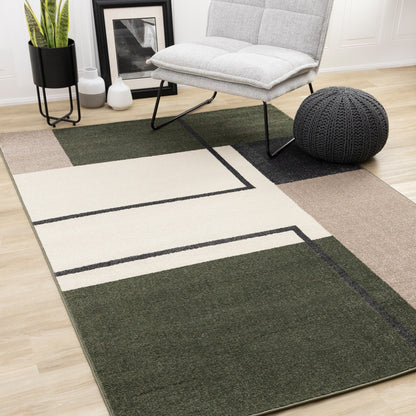 Contemporary Geometric Green Area Rug