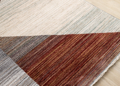 Contemporary Distressed Geometric White Area Rug