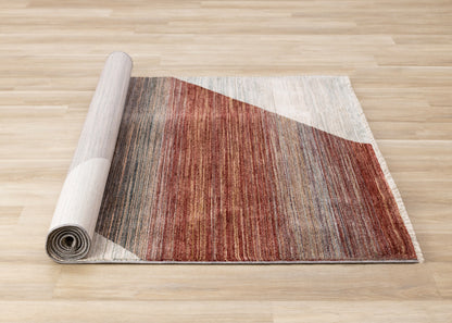 Contemporary Distressed Geometric White Area Rug