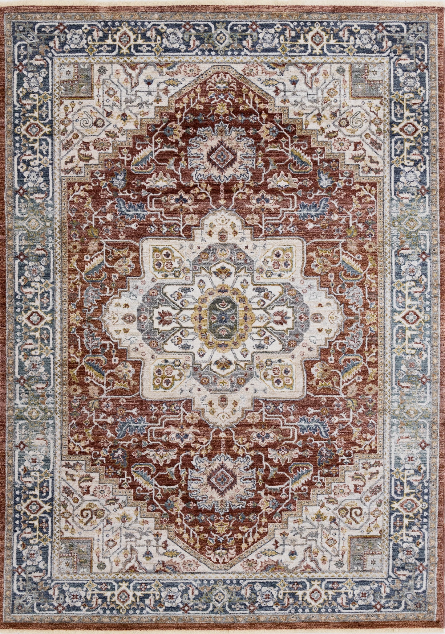Classic Traditional Border Red Area Rug-1