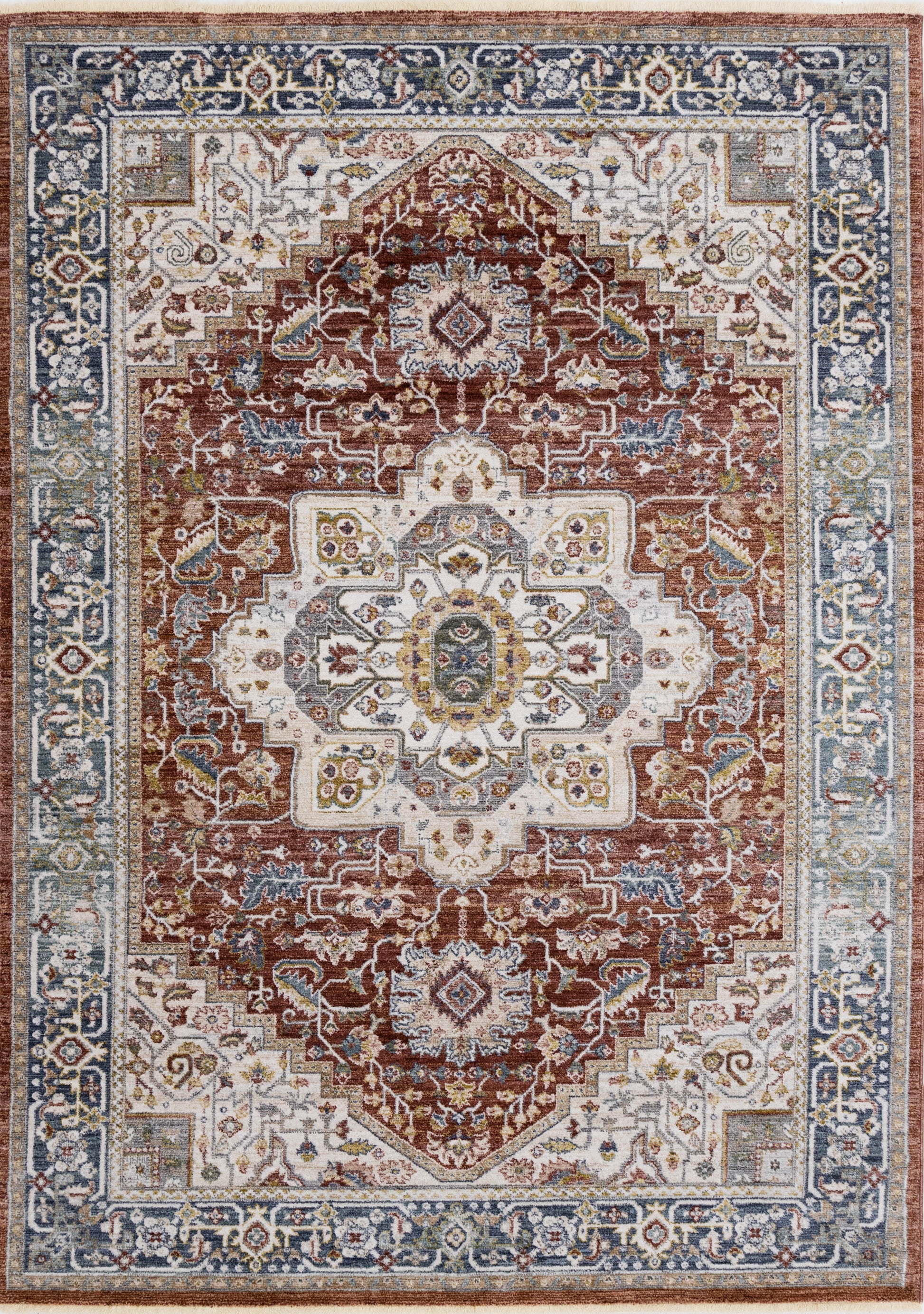 Classic Traditional Border Red Area Rug-1