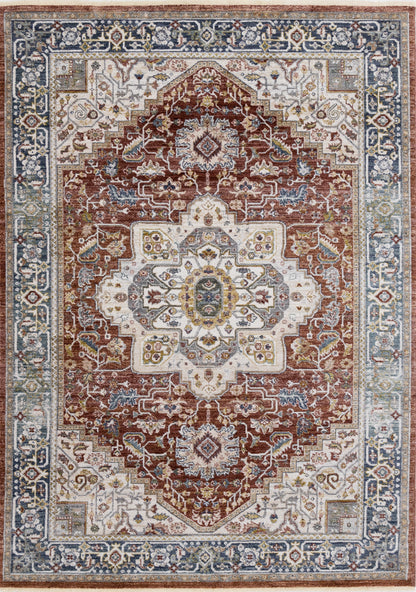 Classic Traditional Border Red Area Rug-1