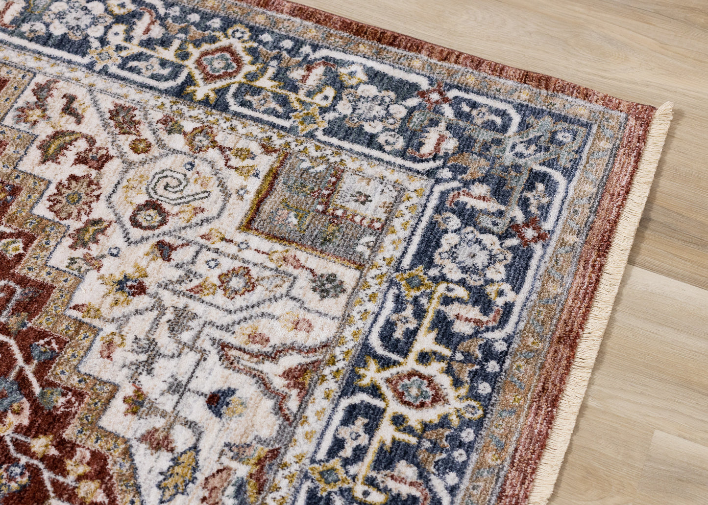 Classic Traditional Border Red Area Rug-4