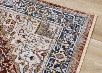 Classic Traditional Border Red Area Rug-4