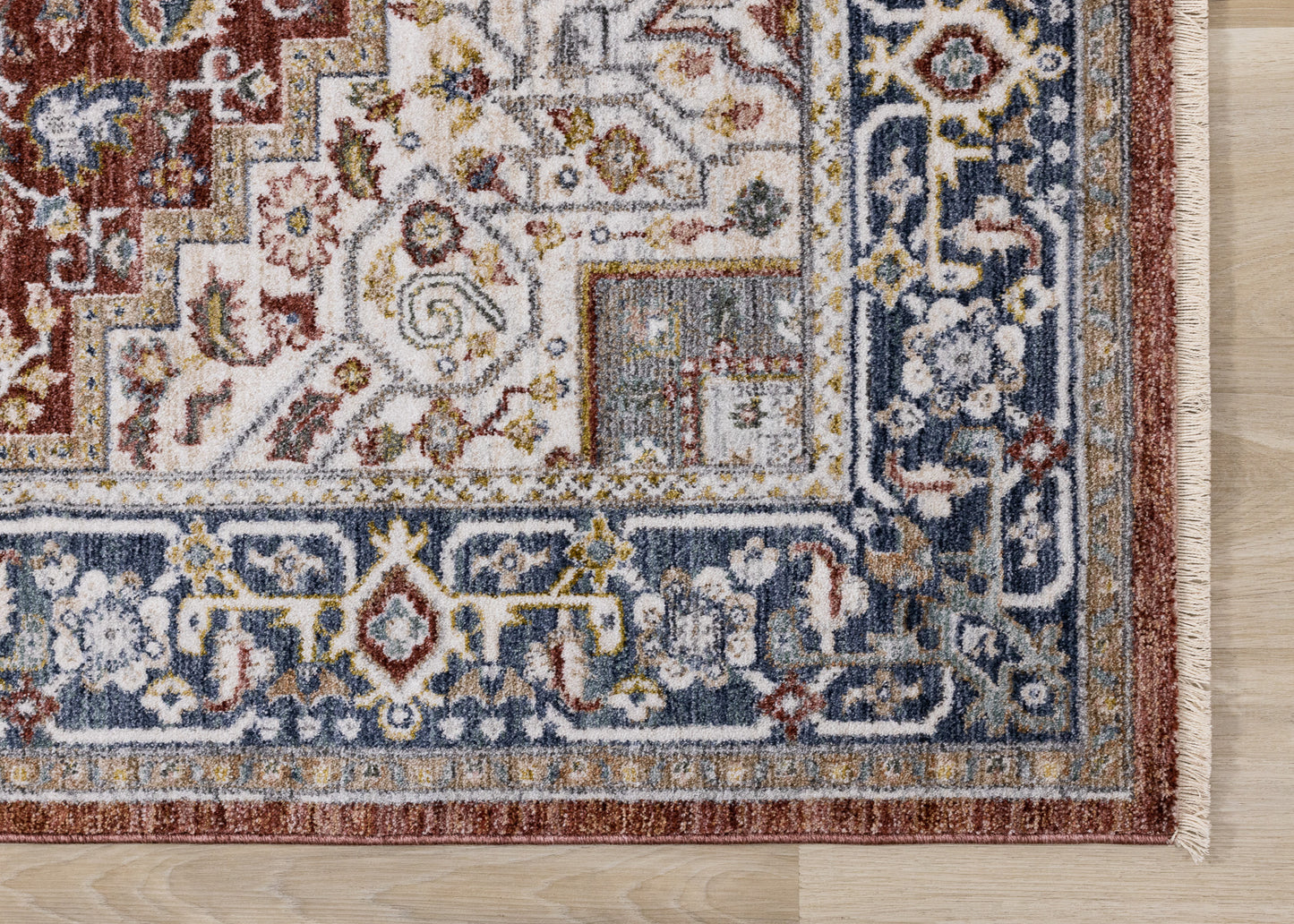 Classic Traditional Border Red Area Rug-5