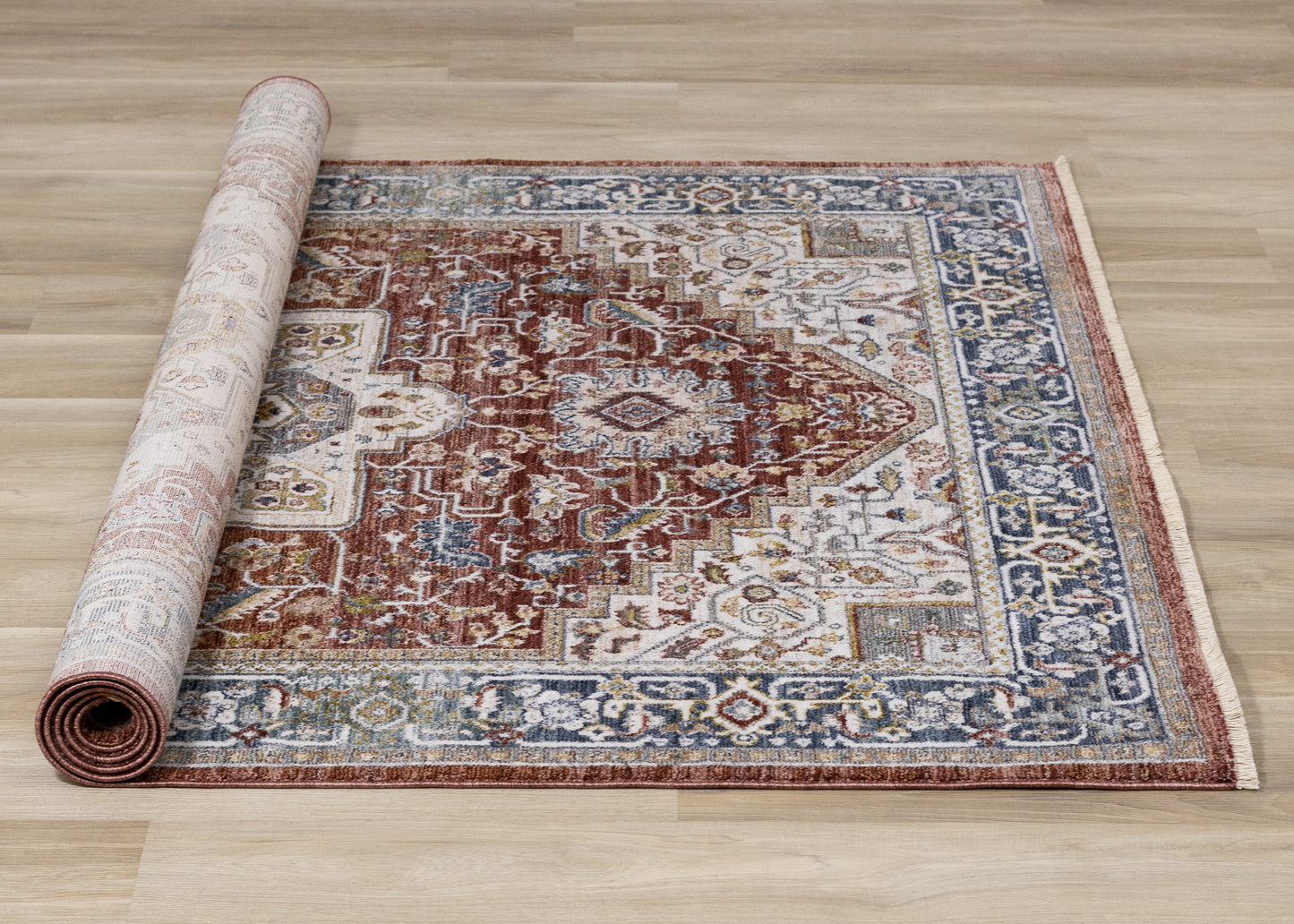 Classic Traditional Border Red Area Rug-7