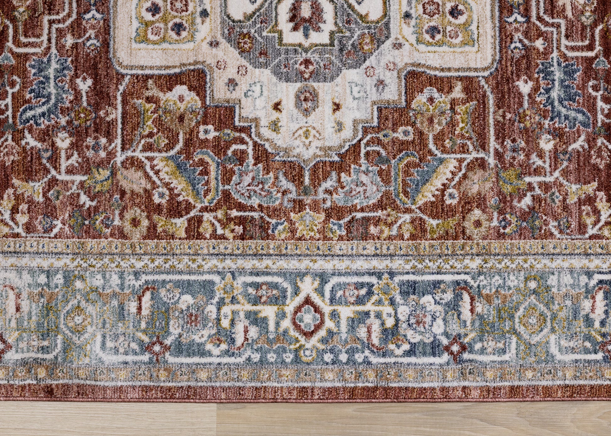 Classic Traditional Border Red Area Rug-8