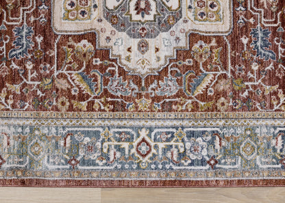 Classic Traditional Border Red Area Rug-8