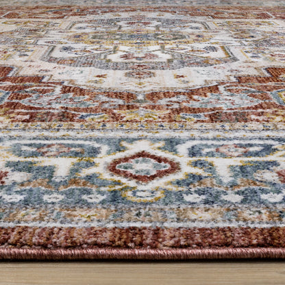 Classic Traditional Border Red Area Rug-9
