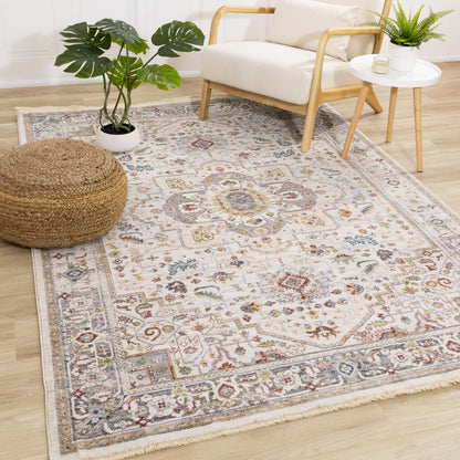 Classic Traditional Border Cream Area Rug