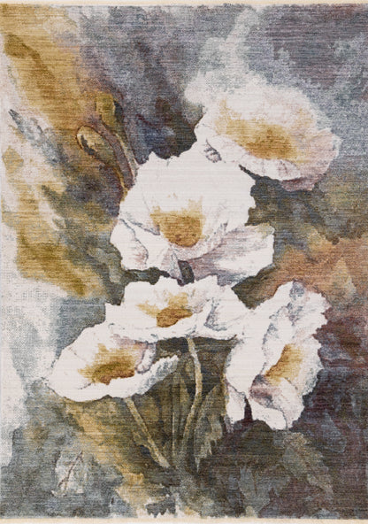 Contemporary Botanical Organic Cream Area Rug