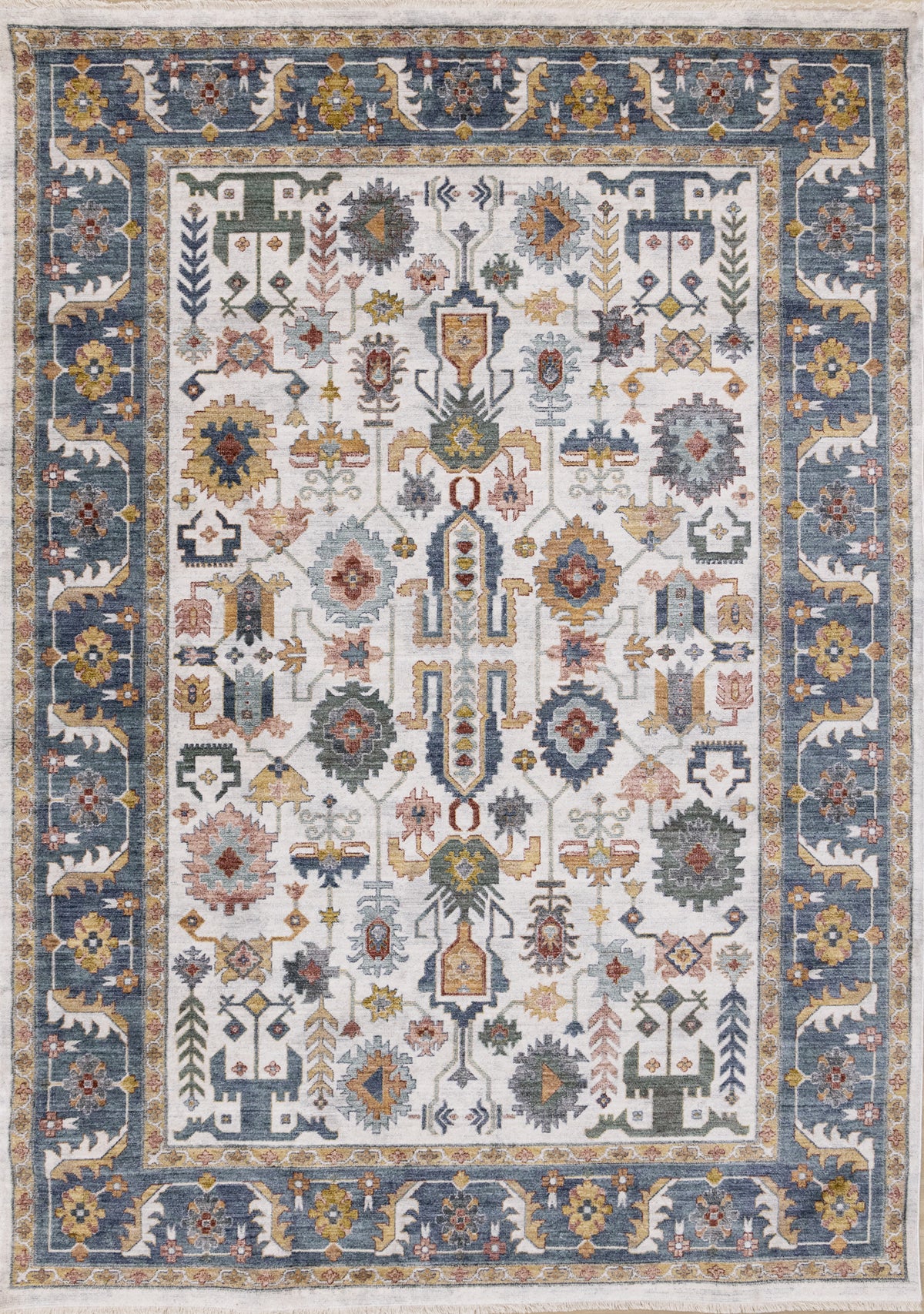 Tapis classique traditionnel à bordure crème