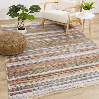 Contemporary Stripes Yellow Area Rug