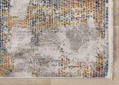 Contemporary Distressed Organic Cream Area Rug