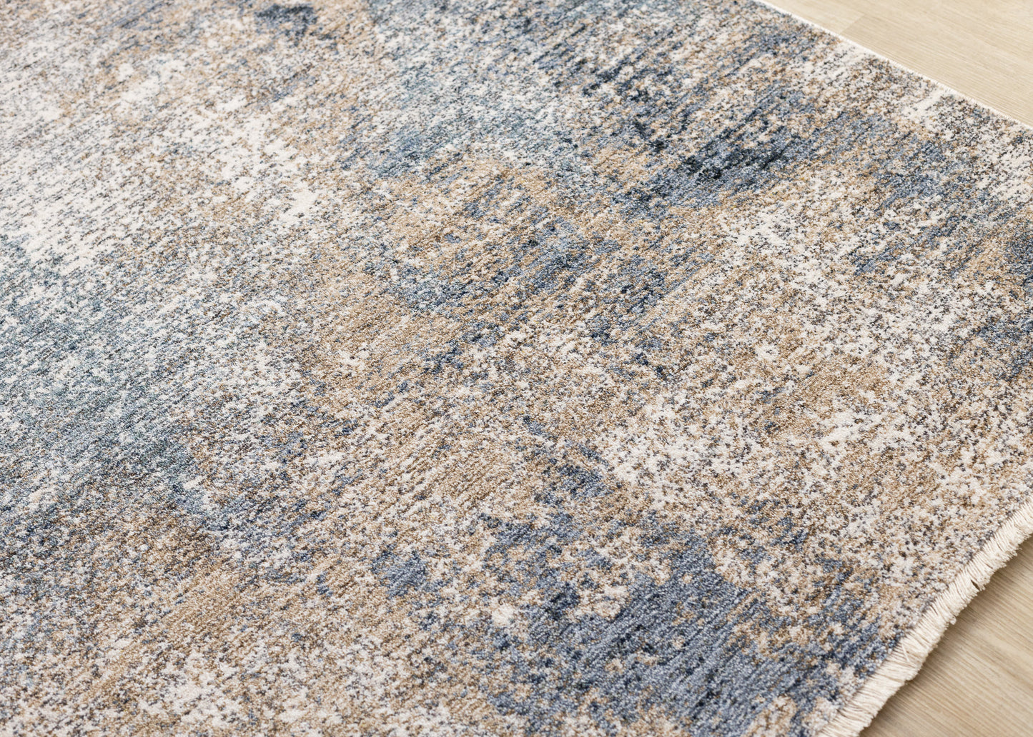 Contemporary Distressed Geometric Beige Area Rug