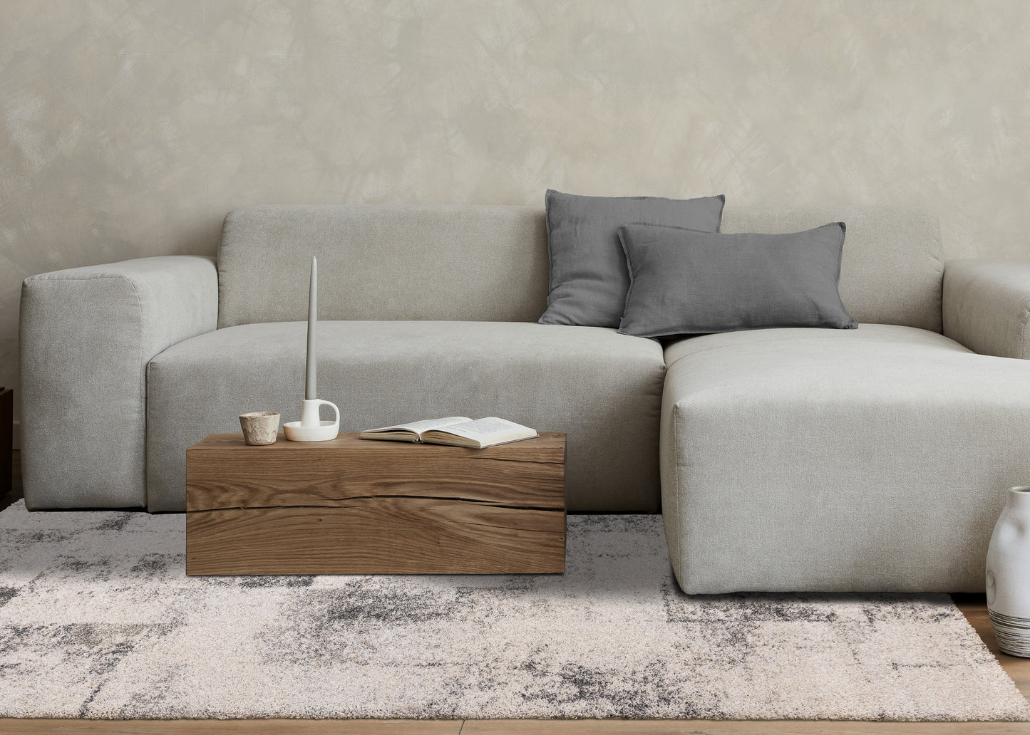 Contemporary Distressed White Area Rug