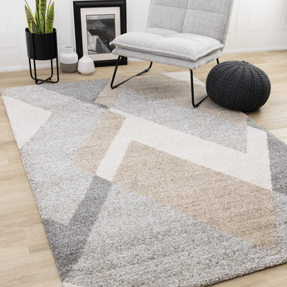 Contemporary Geometric Grey Area Rug-2