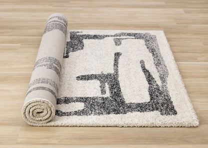Contemporary Distressed White Area Rug