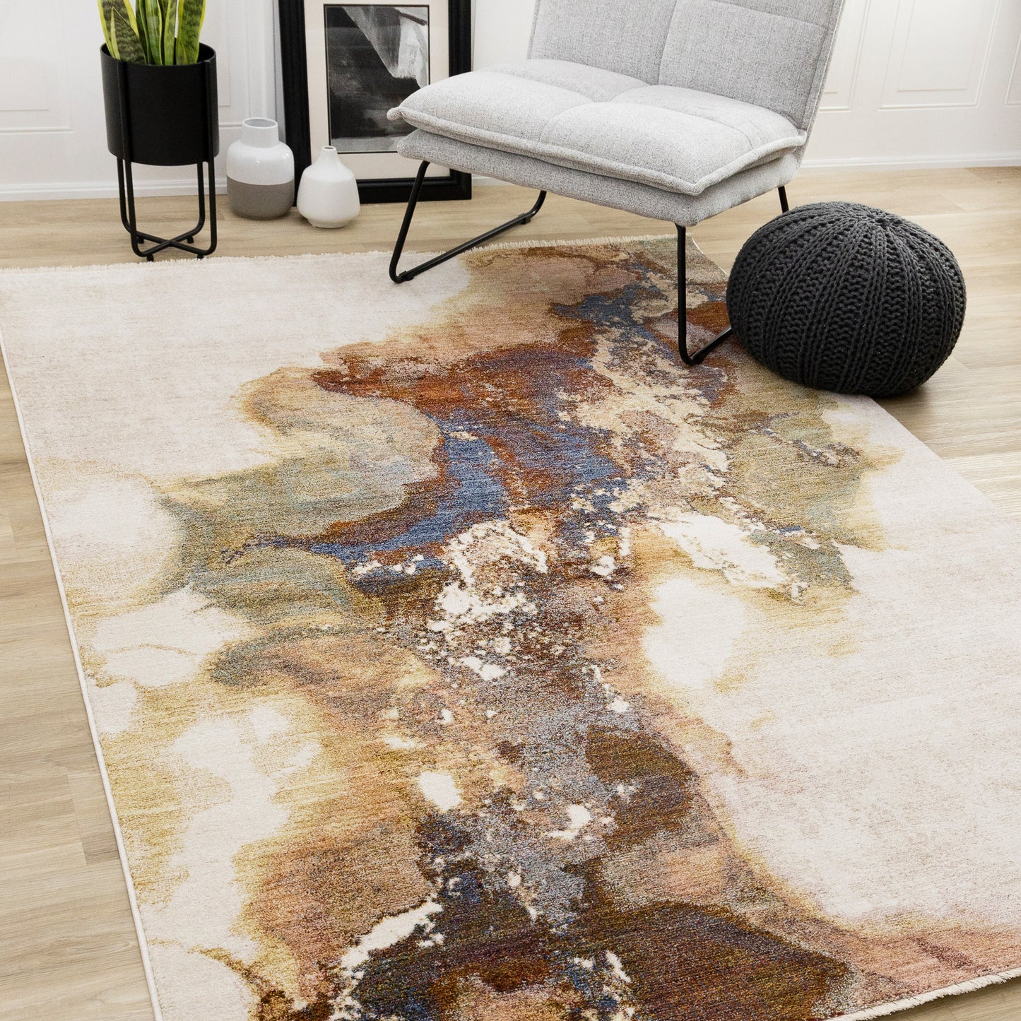 Contemporary Organic Beige Area Rug
