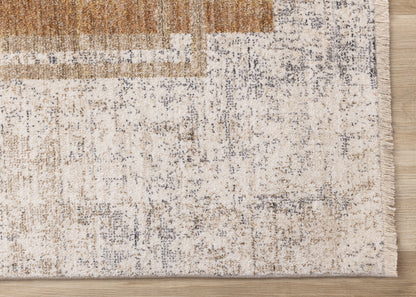 Contemporary Distressed Geometric White Area Rug