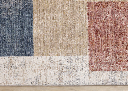 Contemporary Distressed Geometric White Area Rug