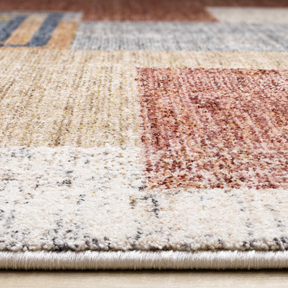 Contemporary Distressed Geometric White Area Rug