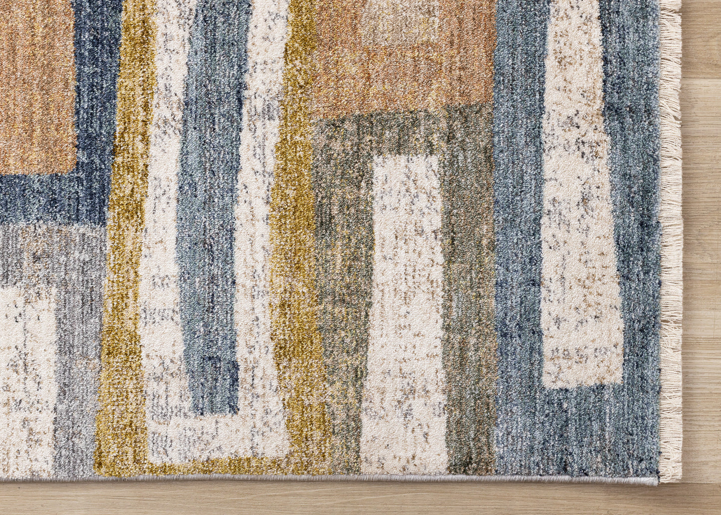 Contemporary Distressed Geometric Orange Area Rug