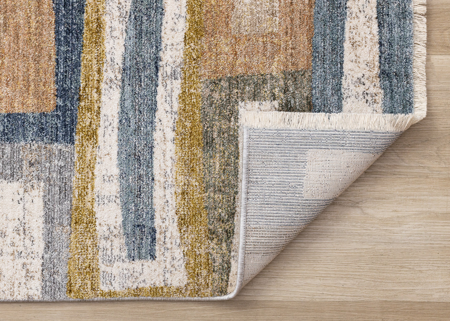 Contemporary Distressed Geometric Orange Area Rug