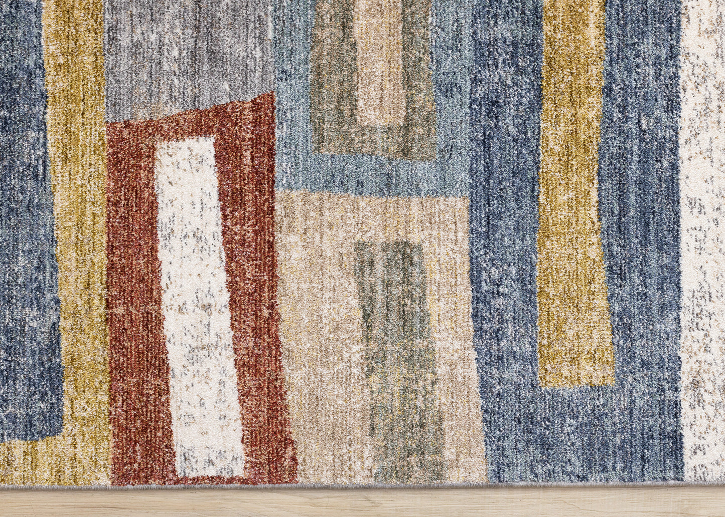 Contemporary Distressed Geometric Orange Area Rug