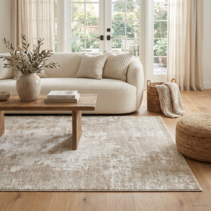 Hikari Abstract Modern Beige and Cream Indoor Rug
