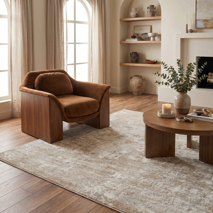 Hikari Abstract Modern Beige and Cream Indoor Rug