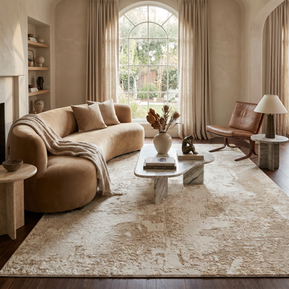 Hikari Abstract Modern Beige and Cream Indoor Rug
