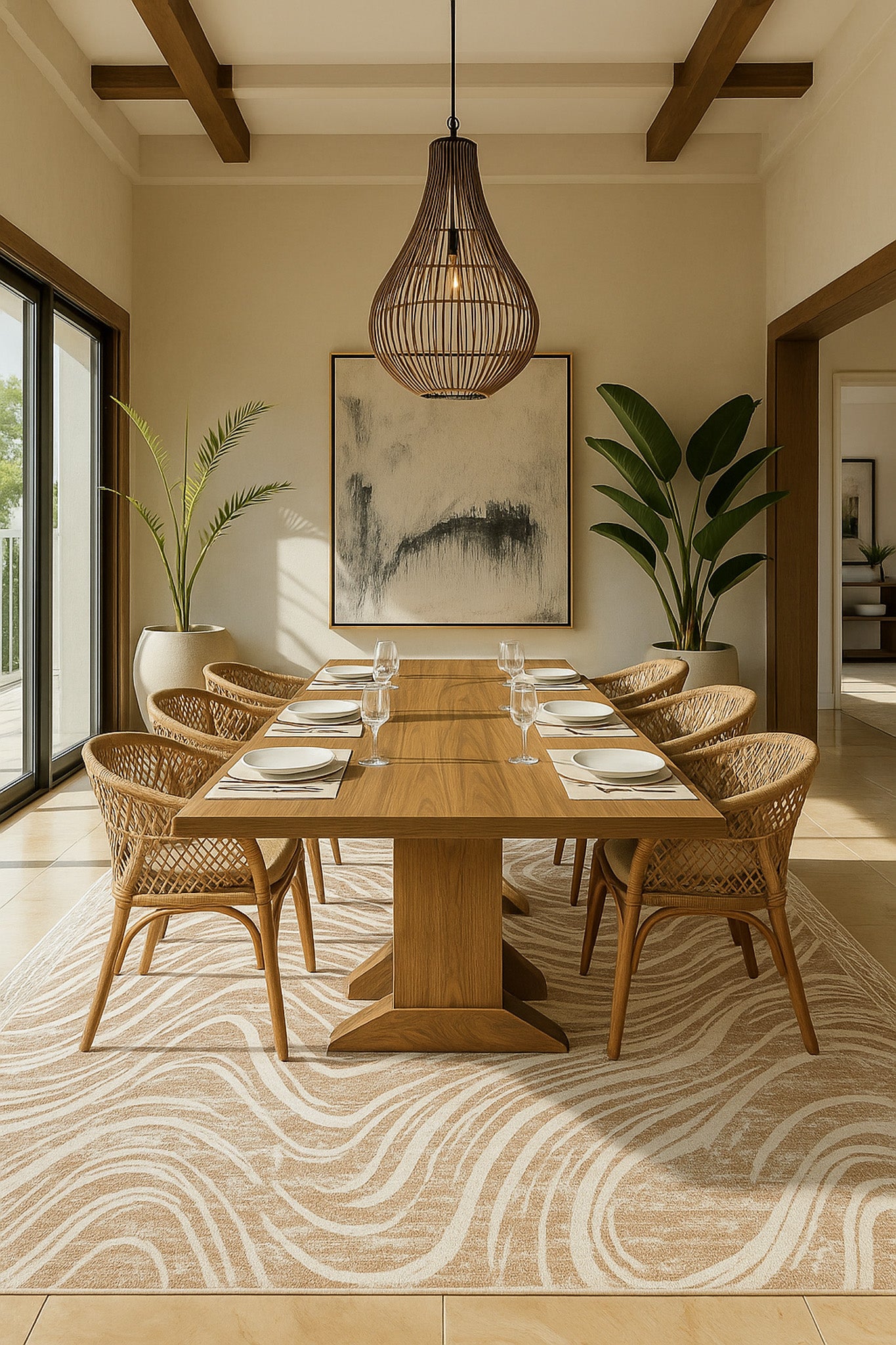 Nagisa Abstract Modern Beige and Brown Indoor Rug