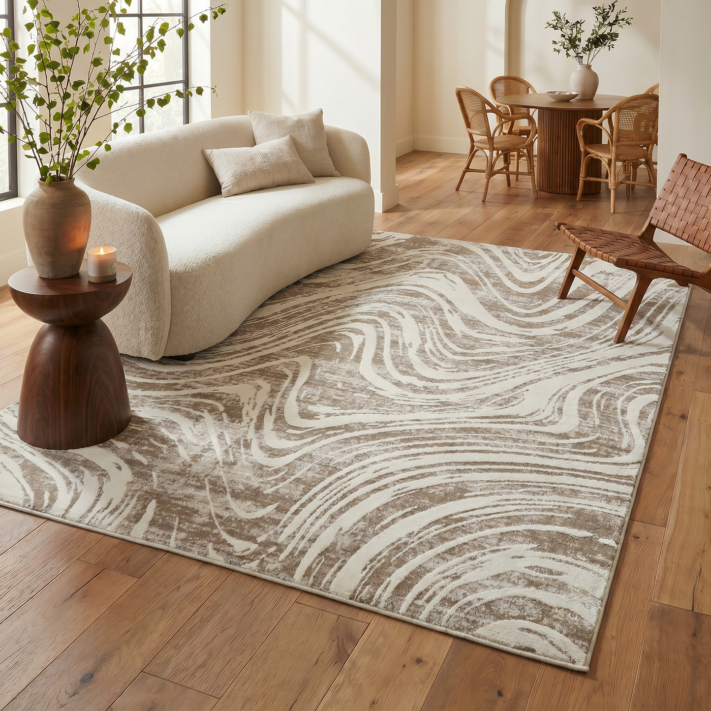 Alfombra costera abstracta Nomad beige