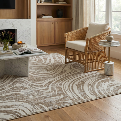 Alfombra costera abstracta Nomad beige