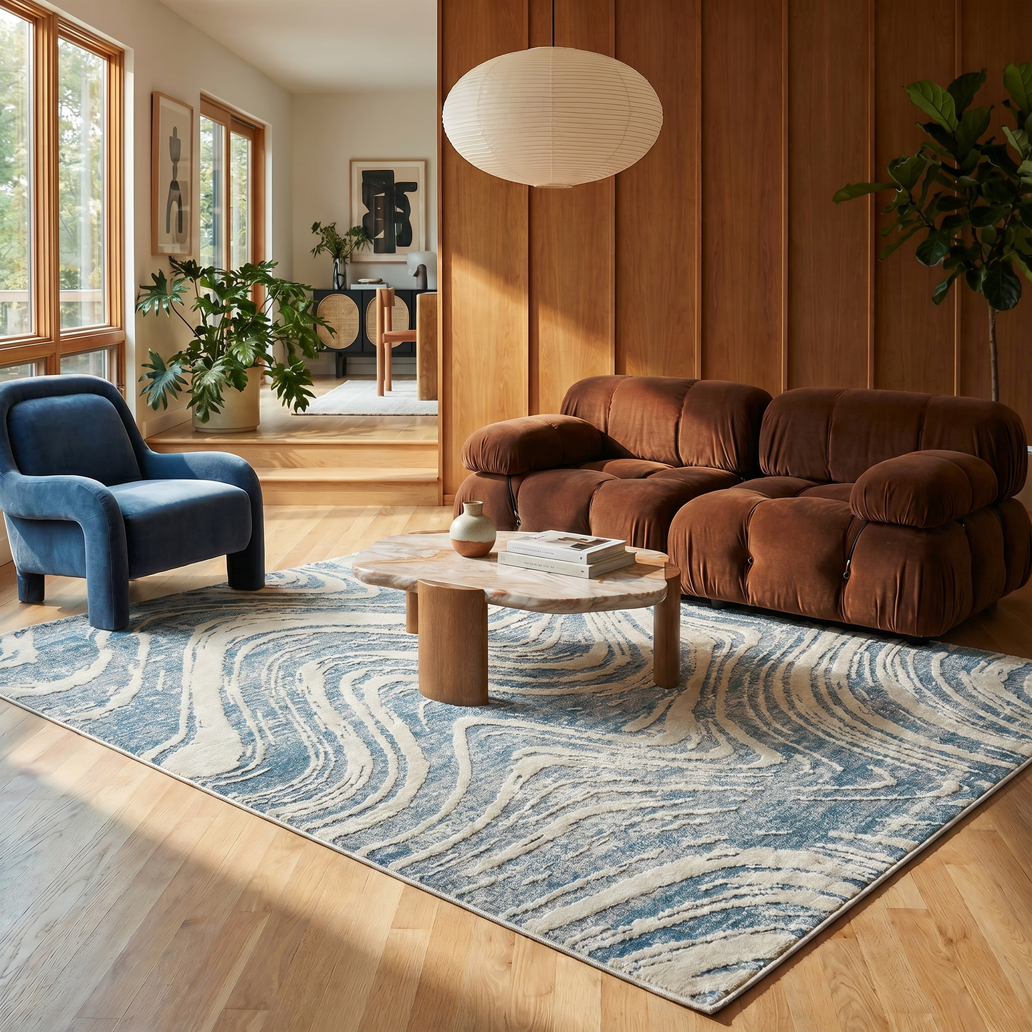 Alfombra Nomad Abstract Coastal Blue