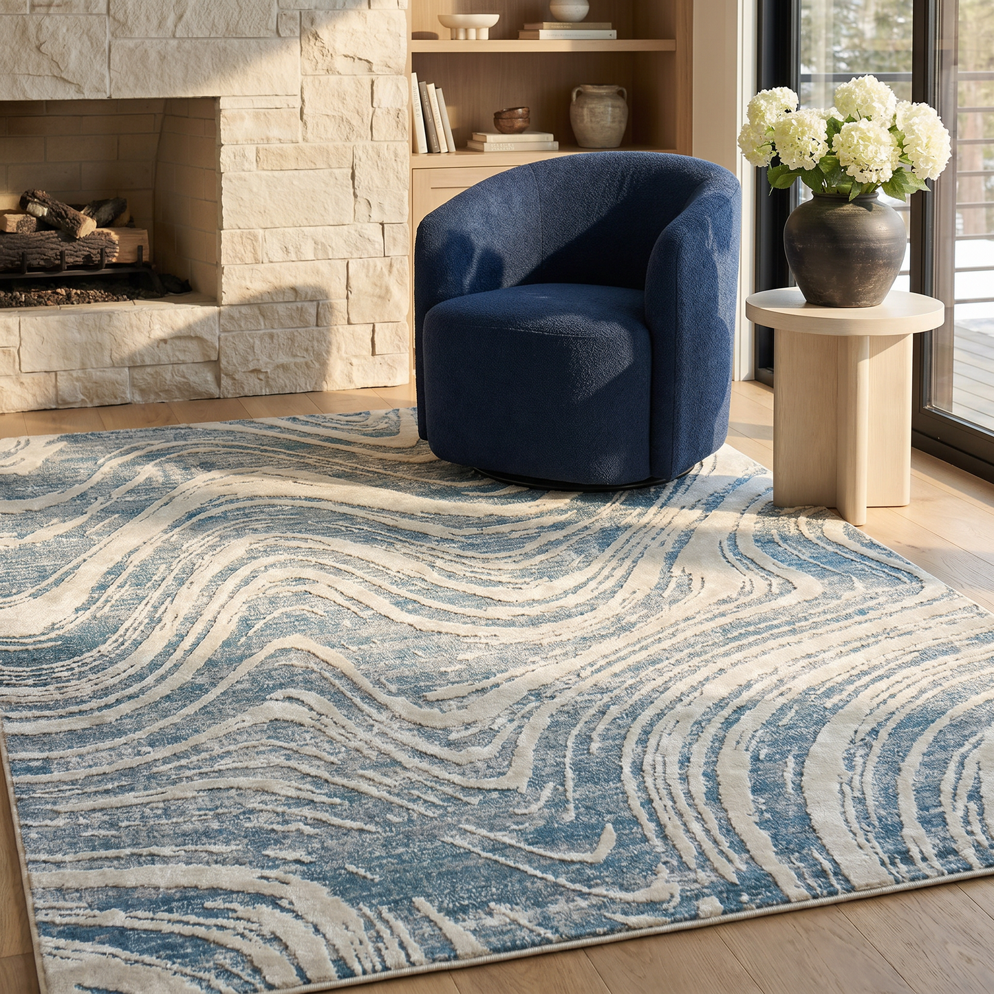 Alfombra Nomad Abstract Coastal Blue
