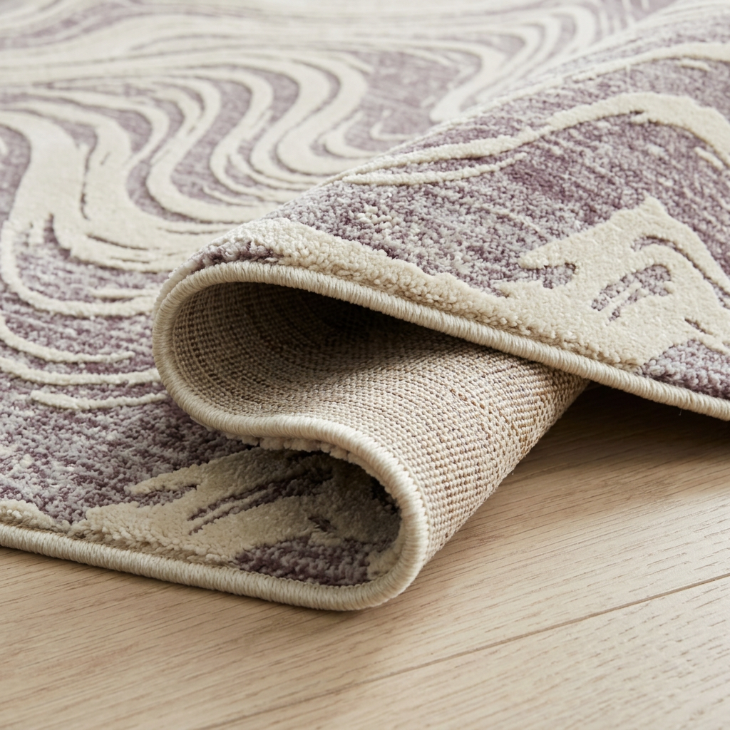 Kaze Abstract Modern Purple and Beige Indoor Rug